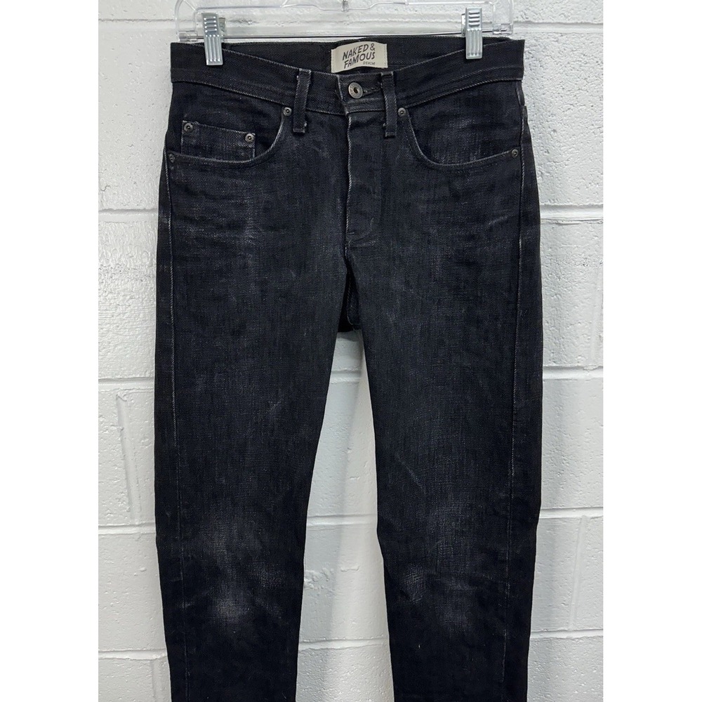 Naked & Famous Weird Guy Jeans Black Raw Selvedge Denim / Men's 30